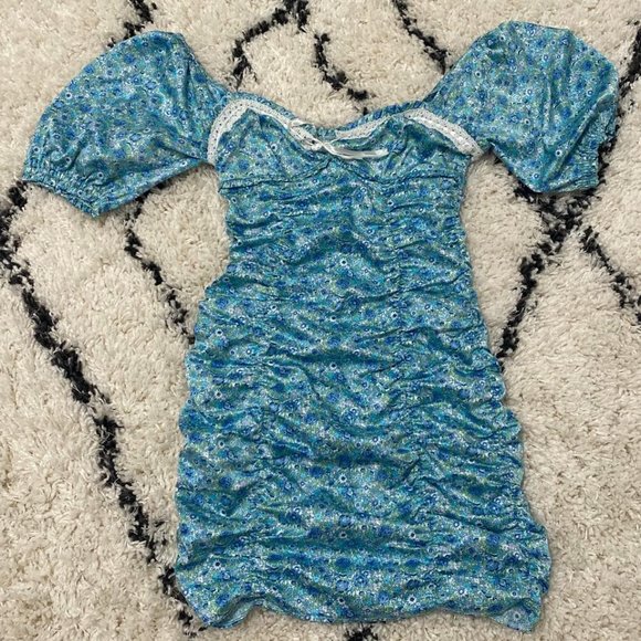 For Love And Lemons Blue Floral Mini Dress - Picture 2 of 6